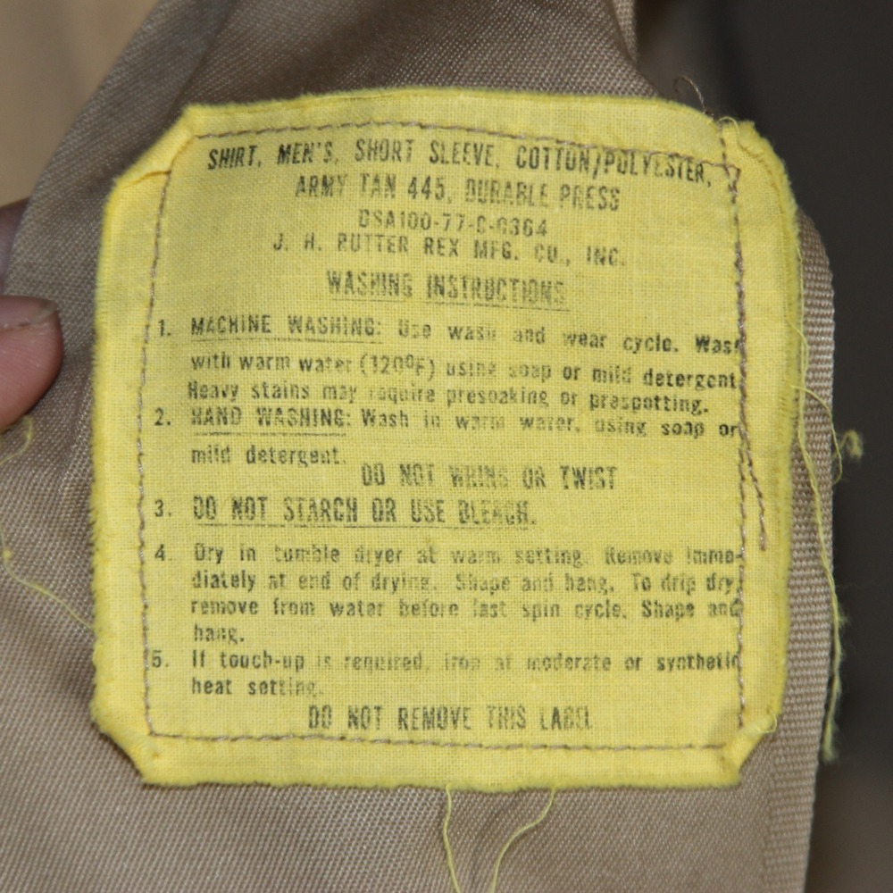 U.S. Army Private E-2 Tan 445 Short Sleeve Uniform Shirt Medium 1970s PVT‎ - Picture 4 of 7